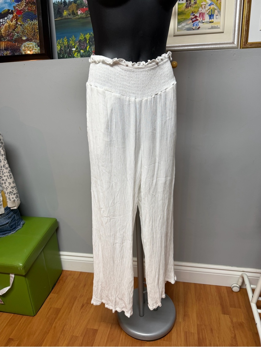 White Wide-Leg sheer swimsuit cover-up. Like new condition